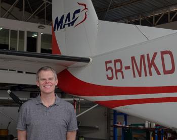 Michael Prest before his flight to Mandritsara