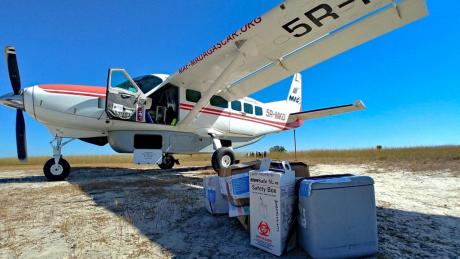 MAF aircraft delivering Covid vaccines to Melaky region, Madagascar, May 2021