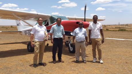 FFBBM delegation in front of MAF aircraft in Ambovombe