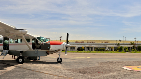 MAF plane on airstrip in Majunga