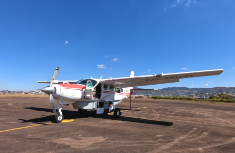 MAF plan on airstrip in Fianarantsoa, Madagascar