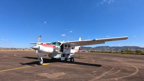 MAF plane on airstrip in Fianarantsoa