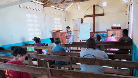 Mamy Rasolofondrainbe giving Bible lessions to locals