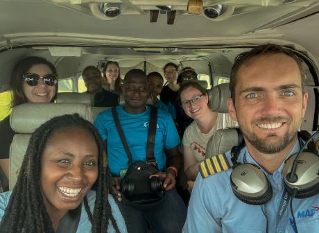 MAF pilot Wouter Nagel with Mercy Ships team