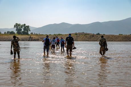 Crossing a river in Ankavandra