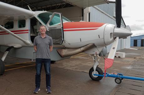 Michael Prest in Front of a MAF plane