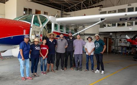 Convoy Of Hope in front of MAF in Madagascar aircraft